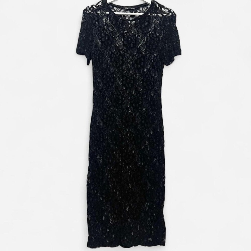 Zara lace semi sheer dress size L stretchy